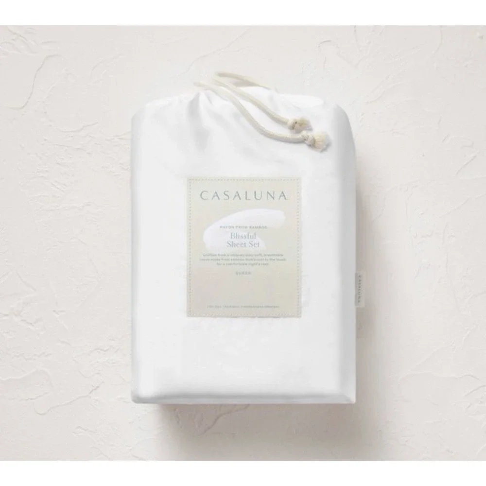Casaluna Blissful Sheet Set  Rayon From Bamboo King White 400 Thread Count